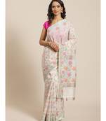 Banarasi White Woven Design Work Wear Saree with blouse