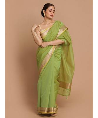 Banarasi Green Woven Design Daily Wear Saree with blouse 1
