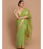 Banarasi Green Woven Design Daily Wear Saree with blouse