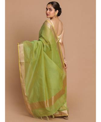 Banarasi Green Woven Design Daily Wear Saree with blouse 3