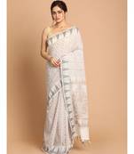 Banarasi White Woven Design Daily Wear Saree with blouse
