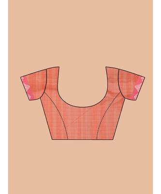 Banarasi Peach Checked Daily Wear Saree with blouse 5