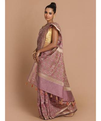 Banarasi Purple Woven Design Festive Wear Saree with blouse 2
