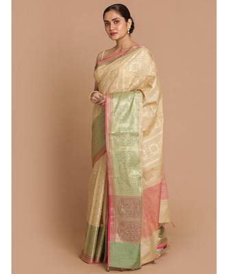 Banarasi Beige Woven Design Festive Wear Saree with blouse 2
