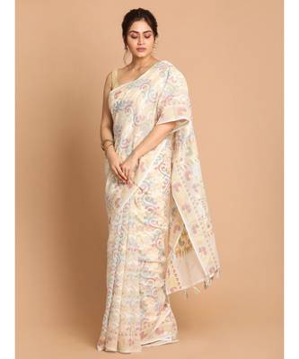 Banarasi White Woven Design Daily Wear Saree with blouse 2