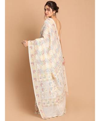 Banarasi White Woven Design Daily Wear Saree with blouse 3