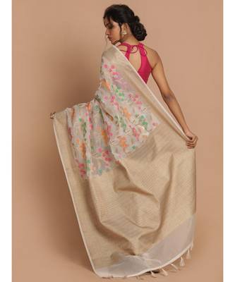 Banarasi White Woven Design Festive Wear Saree with blouse 3