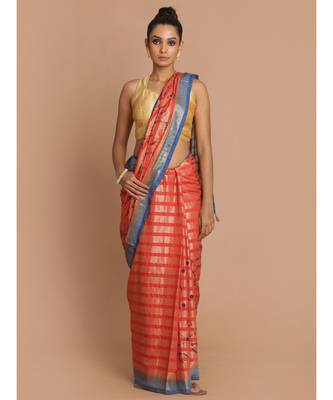 Banarasi Red Embroidered Daily Wear Saree with blouse 1