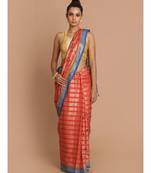 Banarasi Red Embroidered Daily Wear Saree with blouse