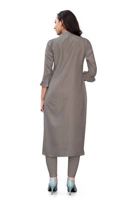 Grey embroidered cotton cotton-kurtis 2