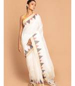 Banarasi White Solid  Work Wear Saree with blouse