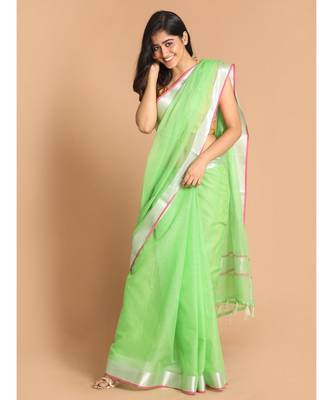 Kota Green Solid  Work Wear Saree with blouse 1