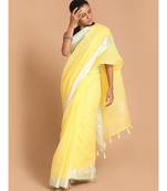 Kota Yellow Solid  Work Wear Saree with blouse