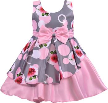 Wishkaro Baby Pink Party Wear A- Line Dress  for Girls 1