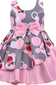 Wishkaro Baby Pink Party Wear A- Line Dress  for Girls