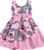 Wishkaro Baby Pink Party Wear A- Line Dress  for Girls