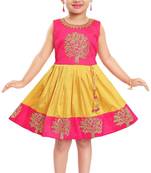 Wishkaro Yellow Party Wear A- Line Dress  for Girls