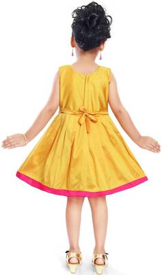 Wishkaro Yellow Party Wear A- Line Dress  for Girls 2
