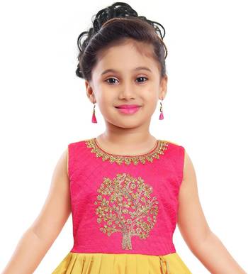 Wishkaro Yellow Party Wear A- Line Dress  for Girls 3