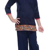 Blue embroidered faux rayon girls-top-bottom