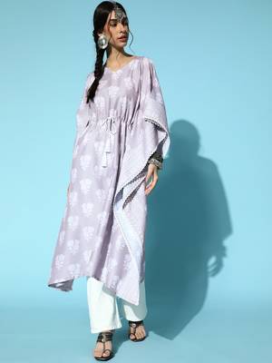 Purple printed art silk kurtas-and-kurtis 1