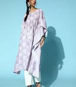 Purple printed art silk kurtas-and-kurtis