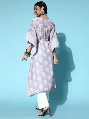 Purple printed art silk kurtas-and-kurtis 3