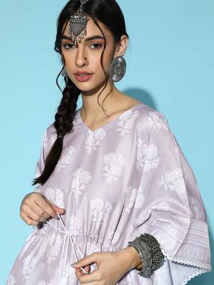 Purple printed art silk kurtas-and-kurtis 4