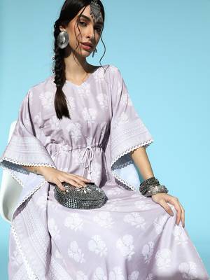 Purple printed art silk kurtas-and-kurtis 5