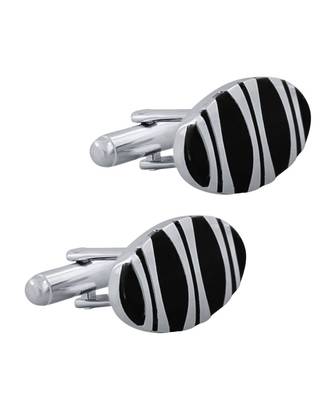 Oval Black Stripes Cufflinks In Box 3