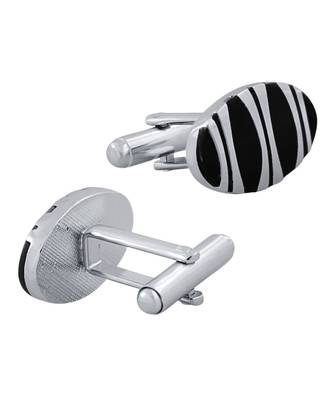 Oval Black Stripes Cufflinks In Box 4