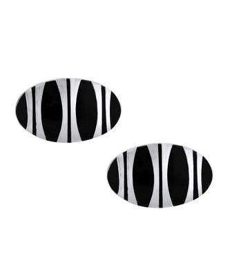 Oval Black Stripes Cufflinks In Box 5
