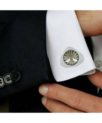Triangle Grey Crystal Cufflinks In Box 3