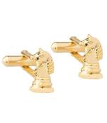 Fancy Gold Horse Chess Cufflinks In Box