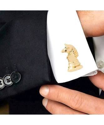 Fancy Gold Horse Chess Cufflinks In Box 2