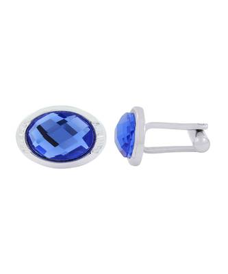 Oval Blue Crystal Cufflinks In Box 2