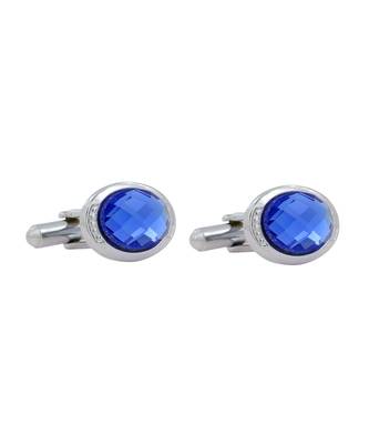 Oval Blue Crystal Cufflinks In Box 3