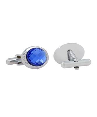 Oval Blue Crystal Cufflinks In Box 4