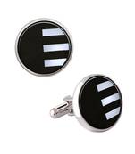 Round Grey Stripes Cufflinks In Box