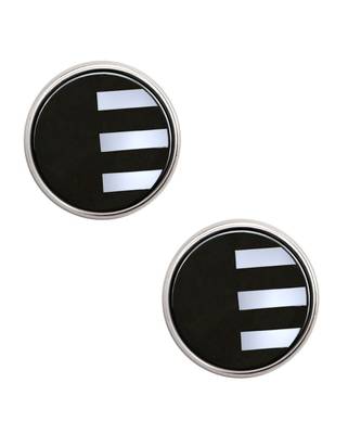 Round Grey Stripes Cufflinks In Box 2