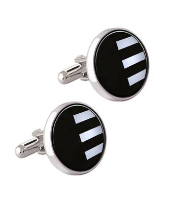 Round Grey Stripes Cufflinks In Box 3
