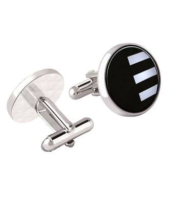 Round Grey Stripes Cufflinks In Box 4