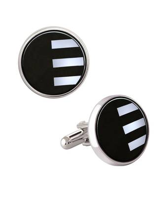 Round Grey Stripes Cufflinks In Box 5