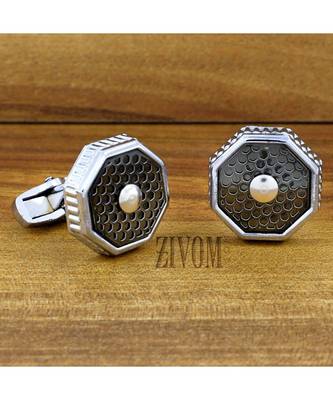 Hexagon Black Enamel Cufflinks In Box 4