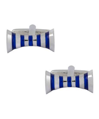 Ribbon Blue Bow Stripe Cufflinks In Box 1