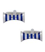 Ribbon Blue Bow Stripe Cufflinks In Box