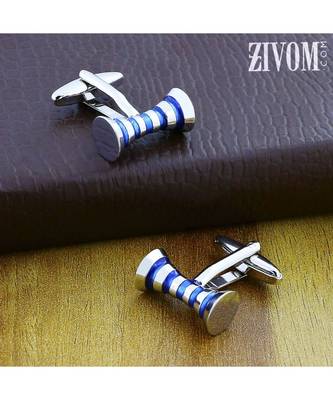 Ribbon Blue Bow Stripe Cufflinks In Box 3
