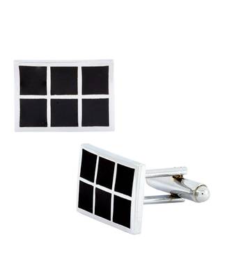 Rectangle Black Checks Cufflinks In Box 2