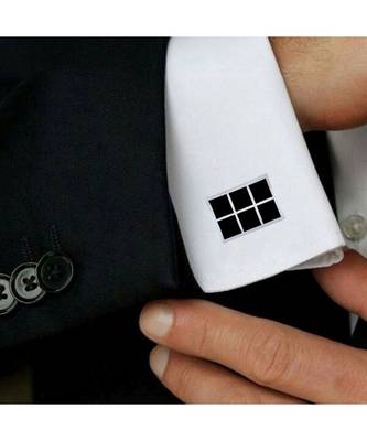 Rectangle Black Checks Cufflinks In Box 3