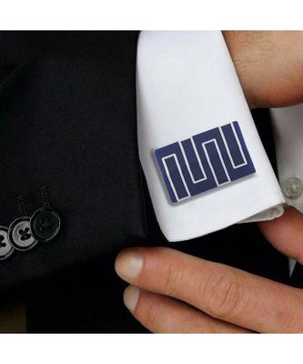 Rectangle Blue 3D Cufflinks In Box 3